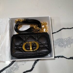 Christian Dior Supple Calfskin Cannage Micro Caro Bag Black
